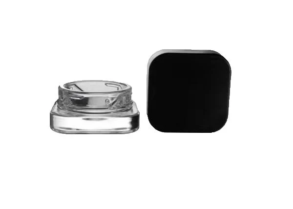 5ml Child Resistant Qube Clear Glass Concentrare Jar with Black Cap