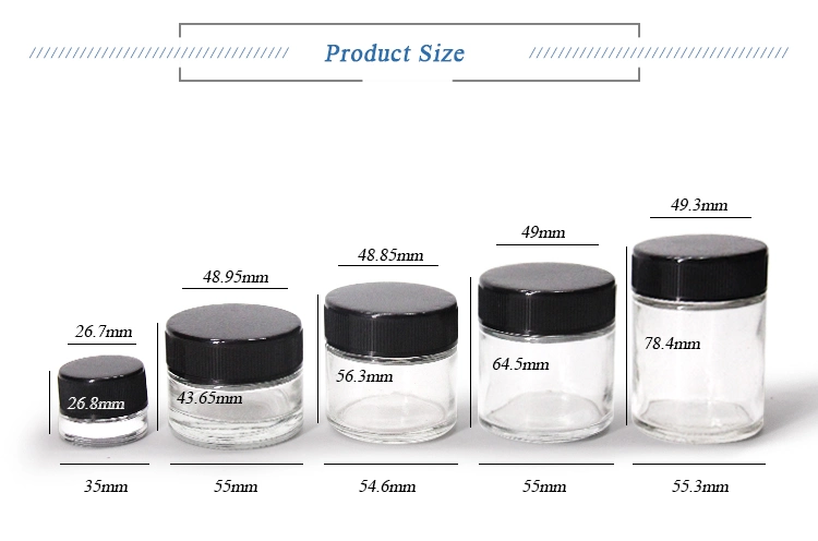 Clear Glass Round Concentrate Wax Container Rosin Empty Child Proof Packaging Cream Jar
