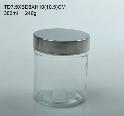 Straight Slide Clear Round Glass Jar for Weeds Cream Mask Bottle with Black Matte or Smooth Screw Lid
