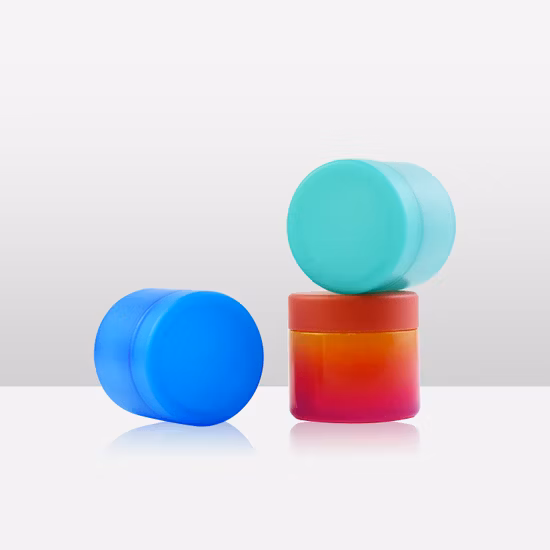 60ml 2oz Smell Proof Colorful 3.5g Weed Glass Jar with Electroplating Match Color Child Resistant Matte Cap Wide Mouth