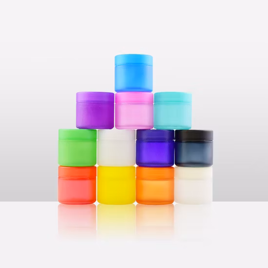 60ml 2oz Smell Proof Colorful 3.5g Weed Glass Jar with Electroplating Match Color Child Resistant Matte Cap Wide Mouth