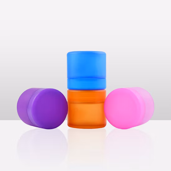 60ml 2oz Smell Proof Colorful 3.5g Weed Glass Jar with Electroplating Match Color Child Resistant Matte Cap Wide Mouth
