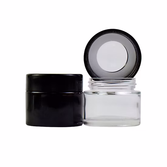 Cylindrical Solid Wood Screw Lid Child Resistant Glass Container Jars for Weed