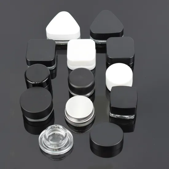 Custom 5ml 9ml Child Resistant Square Cube Qube Black Glass Concentrate Jar for Oil Wax Cream DAB