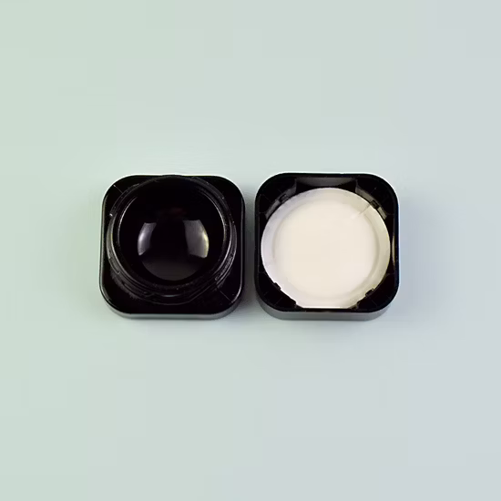 in Stock Qube Cube Square 5ml 9ml Opaque Black Glass Concentrate Container Jar with Lid